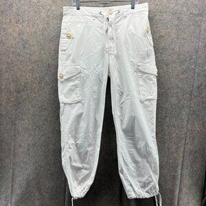 Vintage Ralph Lauren Pants Mens Large White Cargo Utility Drawstring Parachute